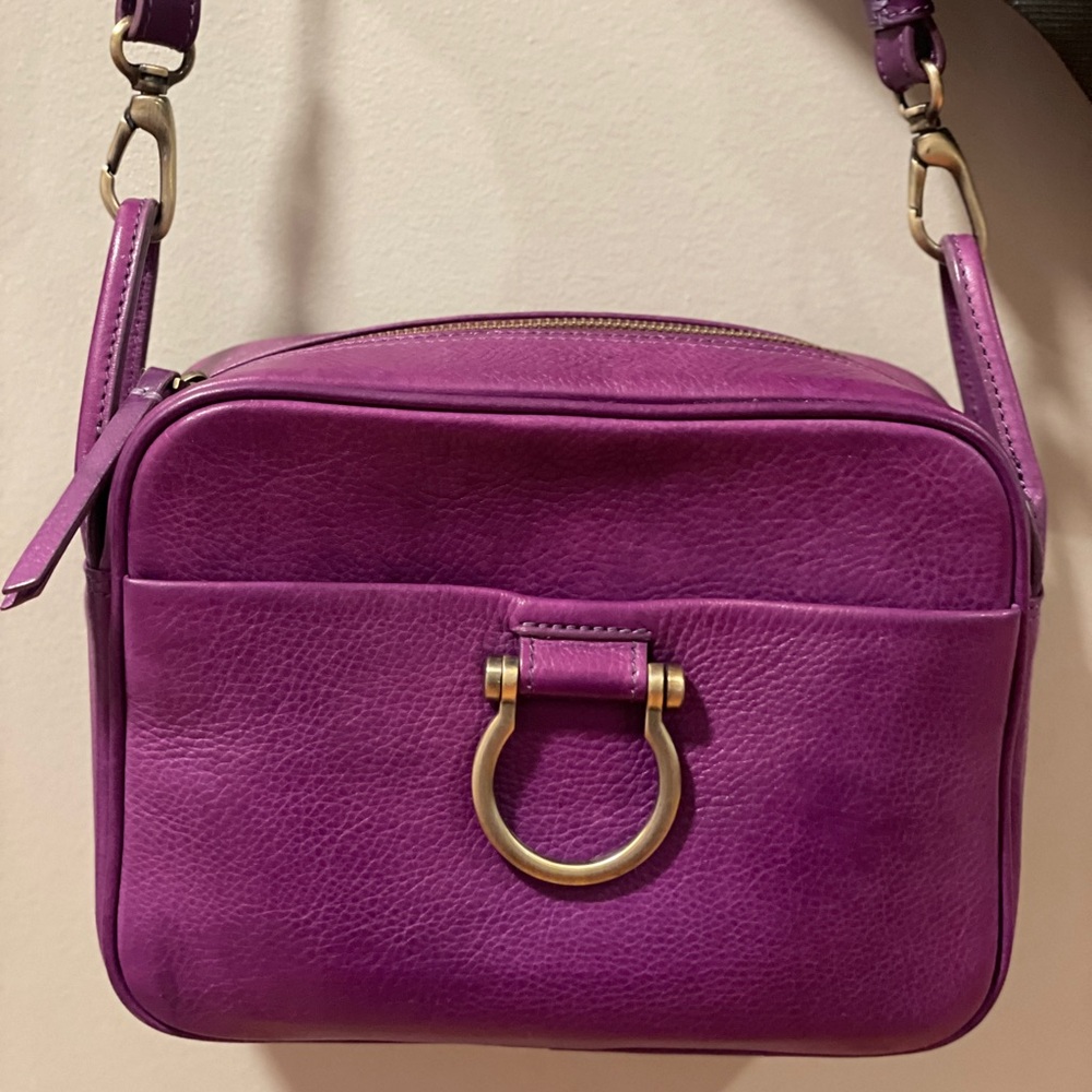 Chic Purple Leather Crossbody Bag